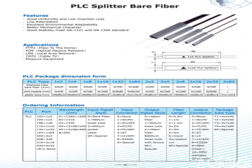 Bare fiber PLC splitter specification